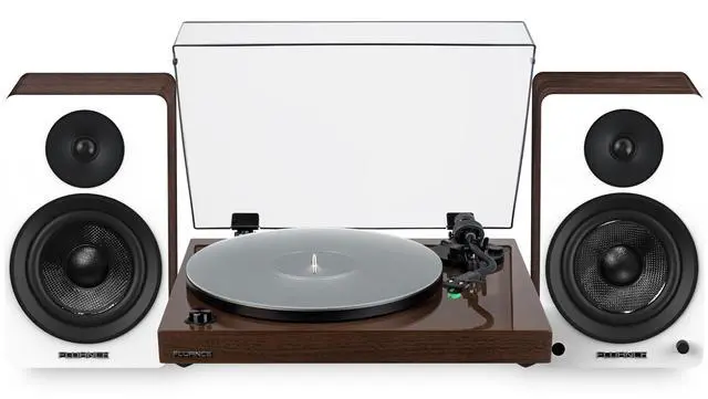 Main image of Fluance RT81+ Elite Vinyl Turntable (Walnut) and Ai61 6.5" Stereo Bookshelf Speakers (White Walnut) Bundle: High Fidelity Sound, Detailed Audio Reproduction, Seamless Integration