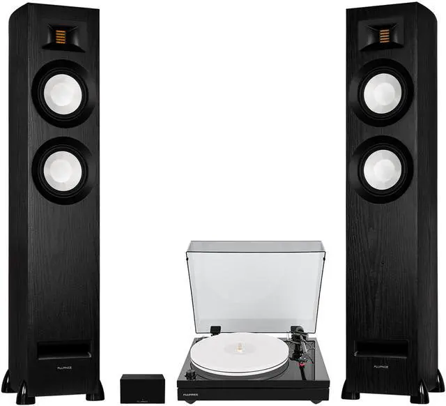 Main image of Fluance RT87 Reference High Fidelity Dual-Plinth Turntable, Ri91 Reference Stereo Powered Tower Speakers, PA10 Phono Preamp (Piano Black)