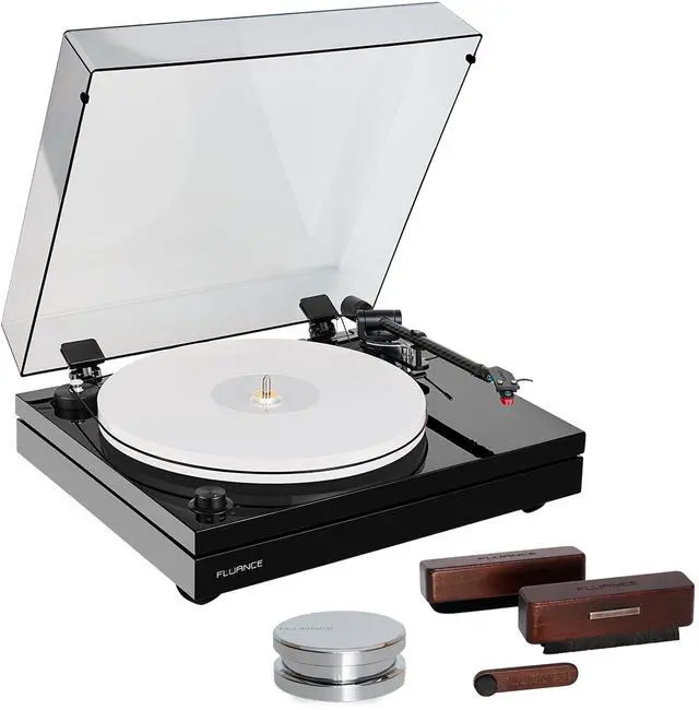 Main image of Fluance RT87 Reference High Fidelity Dual-Plinth Turntable (Piano Black), VB65 3-in-1 Vinyl Record & Stylus Cleaning Kit, RW02 HiFi Vinyl Record Weight Stabilizer