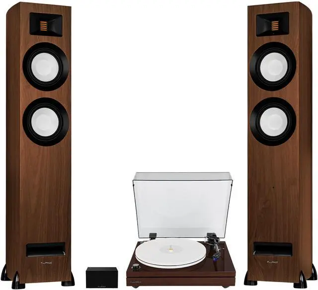 Main image of Fluance RT87 Reference High Fidelity Dual-Plinth Turntable, Ri91 Reference Stereo Powered Tower Speakers, PA10 Phono Preamp (Natural Walnut)