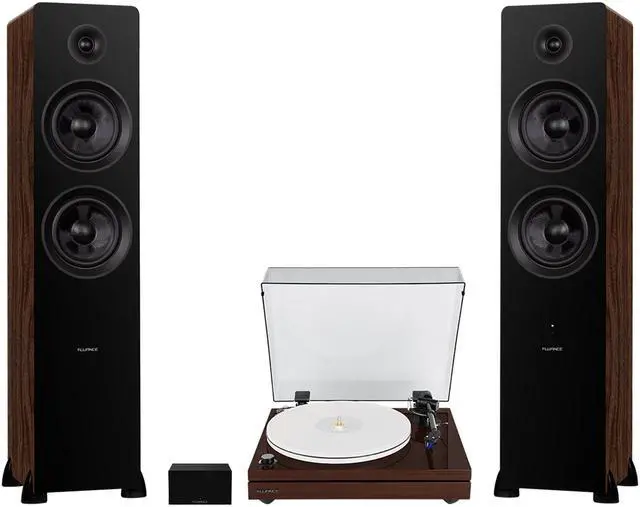 Main image of Fluance RT87 Reference High Fidelity Dual-Plinth Turntable, Ai81 Powered Floorstanding Tower Speakers, PA10 Phono Preamp (Natural Walnut)