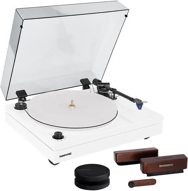Main image of Fluance RT87 Reference High Fidelity Dual-Plinth Turntable (Piano White), VB65 3-in-1 Vinyl Record & Stylus Cleaning Kit, RW03 HiFi Vinyl Record Weight Stabilizer
