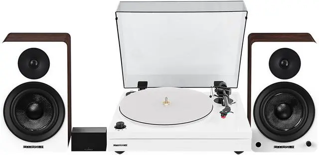 Main image of Fluance RT87 Reference High Fidelity Dual-Plinth Turntable (Piano White), Ai61 Powered Speakers (White Walnut), PA10 Phono Preamp