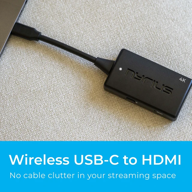 Alt view image 2 of 7 - Nyrius Phoenix Prime 4K30 Wireless USB-C to HDMI Video Transmitter & Receiver, Plug & Play Extender, Stream Ultra HD up to 150ft from PC, Laptop, Mobile Phone, Tablet to a TV or Projector (TDD31)