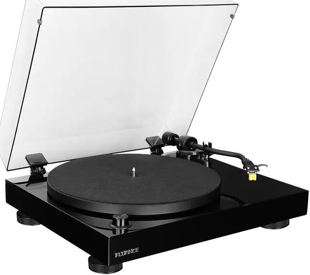 Alt view image 2 of 12 - Fluance RT80 Classic High Fidelity Vinyl Turntable Record Player with Audio Technica AT91 Cartridge, Belt Drive, Built-in Preamp, Adjustable Counterweight, Solid Wood Plinth - Piano Black