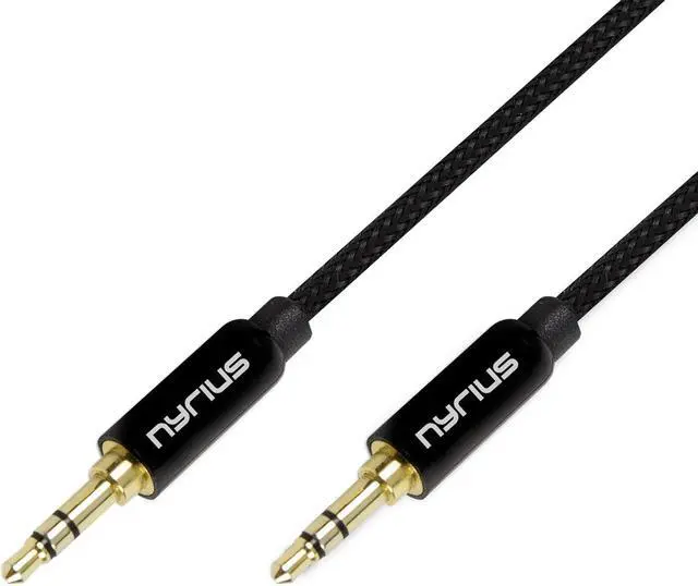 Alt view image 10 of 10 - Nyrius Premium Grade 3.5mm Auxiliary Audio Cable (3 Feet) with Tangle Free Braided Protective Shielding & Gold Plated Step Down Connector for Smartphones, Tablets, Home Stereo, Car Audio (AC03).