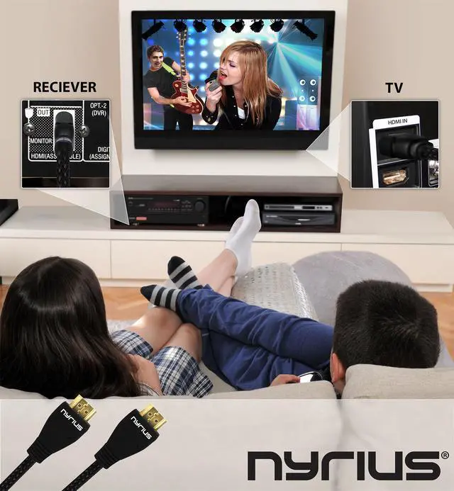 Alt view image 3 of 6 - Nyrius High Speed HDMI Cable (6 Feet) Supports 3D, Ethernet, & Audio Return - 2 Pack
