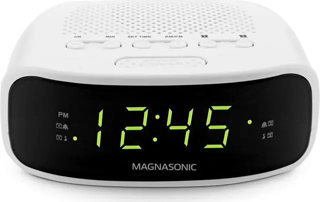 Alt view image 2 of 10 - Magnasonic Digital AM/FM Clock Radio with Battery Backup, Dual Alarm, Sleep & Snooze Functions, Display Dimming Option (EAAC201)