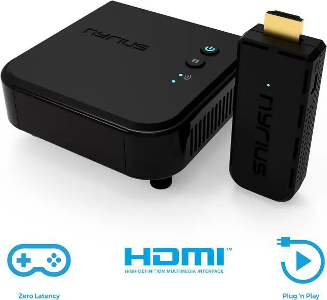 Alt view image 2 of 7 - Nyrius ARIES Pro+ Wireless HDMI Video Transmitter & Receiver to Stream 1080p Video up to 165ft from Laptop, PC, Cable Box, Game Console, DSLR Camera with Bonus HDMI Cable (NPCS650)