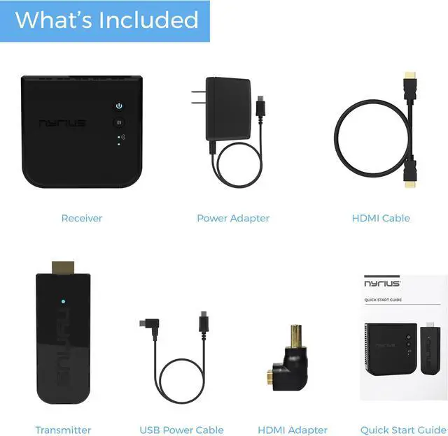 Alt view image 7 of 7 - Nyrius ARIES Pro+ Wireless HDMI Video Transmitter & Receiver to Stream 1080p Video up to 165ft from Laptop, PC, Cable Box, Game Console, DSLR Camera with Bonus HDMI Cable (NPCS650)