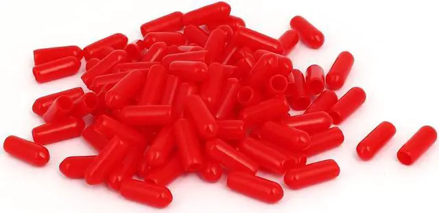 Main image of 5mm Inner Dia Rubber Insulated End Cap Screw Thread Protector Cover Red 100pcs