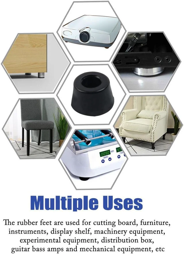 Alt view image 5 of 7 - 16pcs Rubber Feet Bumper Buffer Furniture Table Chair Leg Pad Protector with Metal Washer, D17x14xH10mm