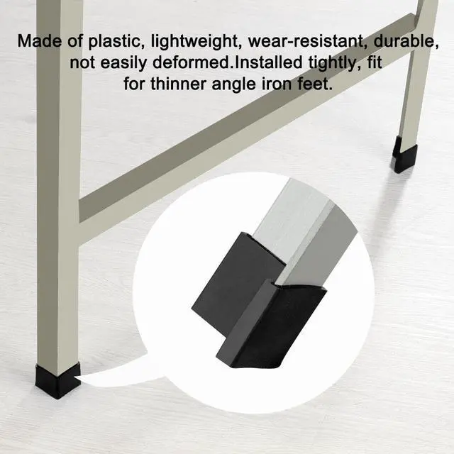 Alt view image 6 of 7 - 50 x 50mm Angle Iron Foot Pads L Shaped Plastic Furniture Desk Leg Cap End Covers Floor Protector Black 6 Pcs