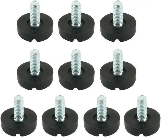 Main image of Adjustable Screw Slotted Head Leveling Feet Black Silver Tone M6x13mm 10 Pcs