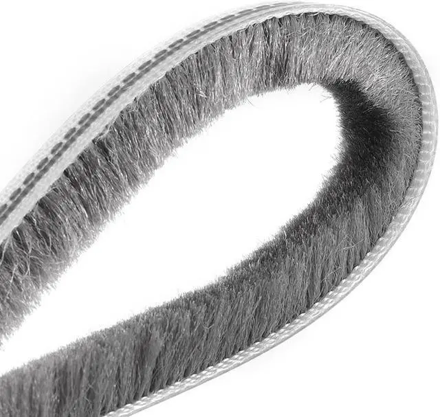 Alt view image 4 of 5 - Brush Weather Stripping, 15M/49.2Ft Card-Slot Seal Strip Pile Weatherstrip Sweep Elastic Brush for Door Window, 5x8mm/WxH