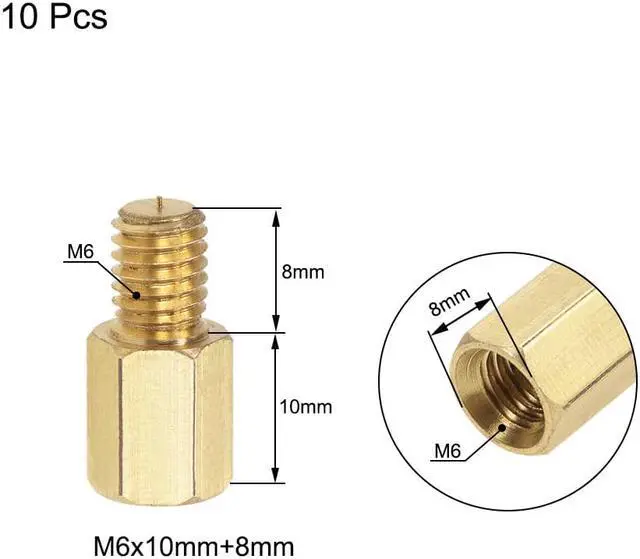 Alt view image 2 of 4 - M6x10mm+8mm Male-Female Brass Hex PCB Motherboard Spacer Standoff for FPV Drone Quadcopter, Computer & Circuit Board 10pcs