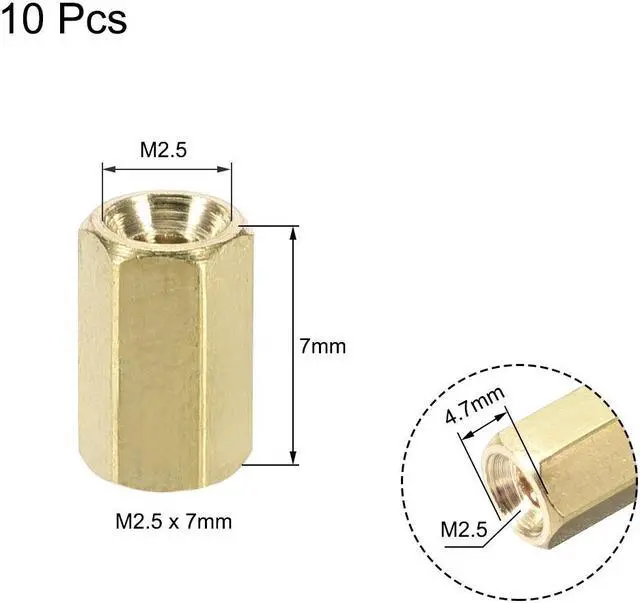 Alt view image 2 of 4 - M2.5x7mm Female-Female Hex Brass PCB Motherboard Spacer Standoff for FPV Drone Quadcopter, Computer & Circuit Board 10pcs