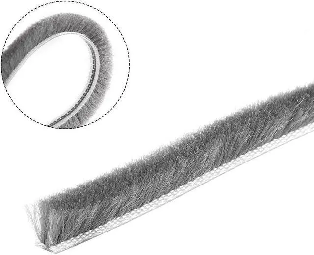 Alt view image 3 of 5 - Brush Weather Stripping, 15M/49.2Ft Card-Slot Seal Strip Pile Weatherstrip Sweep Elastic Brush for Door Window, 5x8mm/WxH