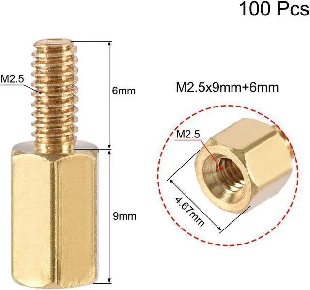 Alt view image 2 of 4 - M2.5x9mm+6mm Male-Female Brass Hex PCB Motherboard Spacer Standoff for FPV Drone Quadcopter, Computer & Circuit Board 100pcs