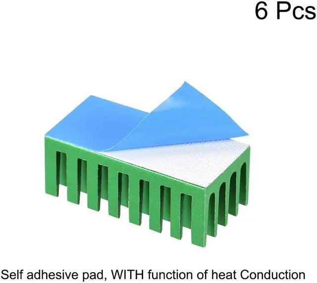 Alt view image 2 of 3 - 11x28x14mm Green Aluminum Heatsink Thermal Adhesive Pad Cooler for Cooling 3D Printers 6Pcs
