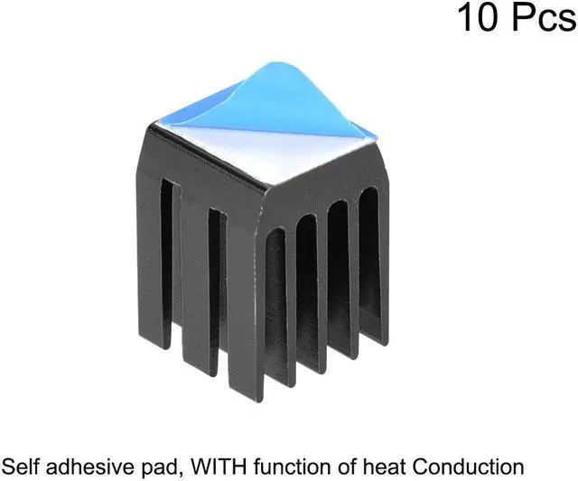 Alt view image 2 of 3 - Heatsink with Thermal Conductive Adhesive Tape 9 x 9 x 12mm Black 10pcs