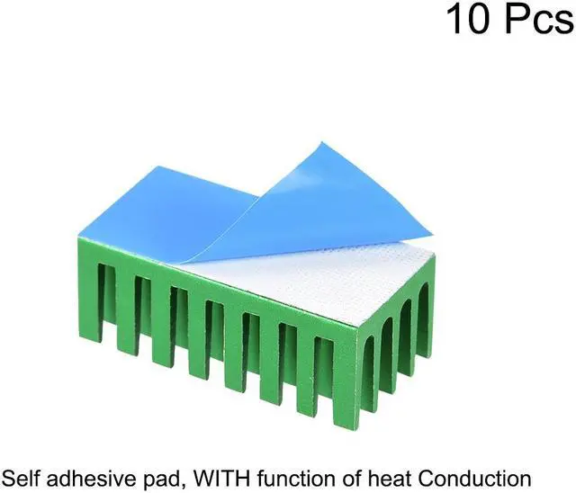 Alt view image 2 of 3 - 11x28x14mm Green Aluminum Heatsink Thermal Adhesive Pad Cooler for Cooling 3D Printers 10Pcs