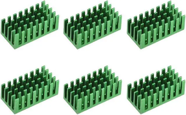 Main image of 11x28x14mm Green Aluminum Heatsink Thermal Adhesive Pad Cooler for Cooling 3D Printers 6Pcs