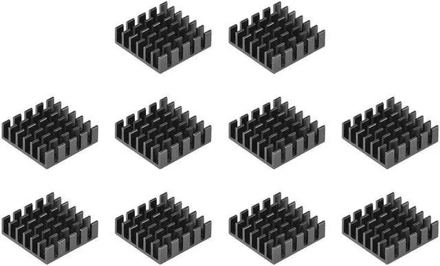 Main image of 6x20x20mm Black Aluminum Heatsink Thermal Adhesive Pad Cooler for Cooling 3D Printers 10Pcs