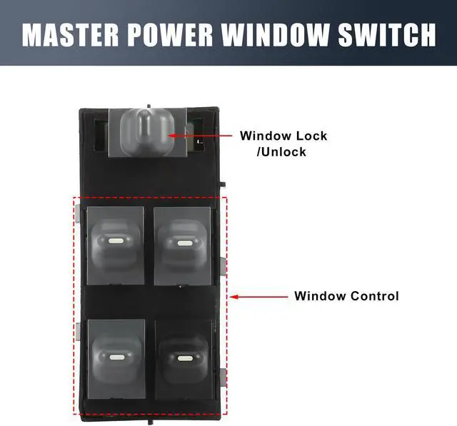 Alt view image 3 of 6 - 22624807 Car Left Hand Power Window Switch for Pontiac Grand Am 1996-2005