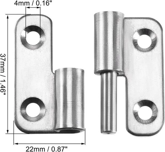 Alt view image 3 of 5 - Lift Off Hinge , Left Handedness Mini Stainless Steel Hinge Detachable Slip Joint Small Flag Hinges 37mm Long 33mm Open Width