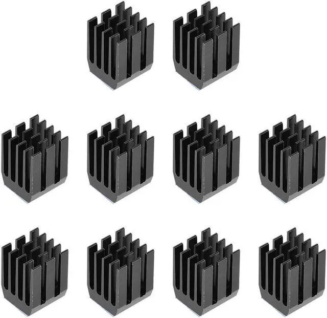 Main image of Heatsink with Thermal Conductive Adhesive Tape 9 x 9 x 12mm Black 10pcs