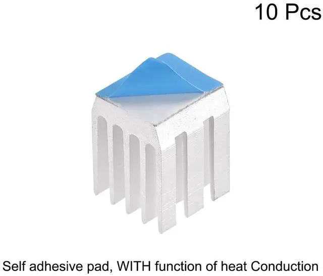Alt view image 2 of 3 - Heatsink with Thermal Conductive Adhesive Tape 9 x 9 x 12mm Silver 10pcs