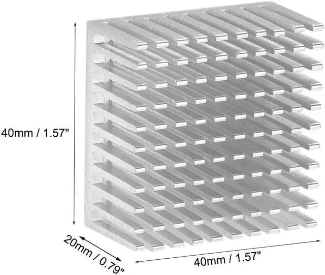Alt view image 2 of 3 - Parallel Line Notch Heatsink for MOS GPU IC Chip Silver 40 x 40 x 20 mm 4pcs