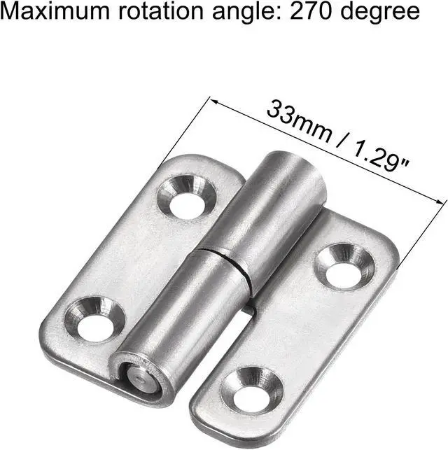 Alt view image 2 of 5 - Lift Off Hinge , Left Handedness Mini Stainless Steel Hinge Detachable Slip Joint Small Flag Hinges 37mm Long 33mm Open Width