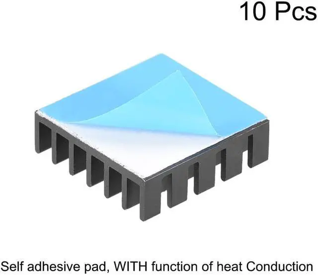 Alt view image 2 of 3 - 6x20x20mm Black Aluminum Heatsink Thermal Adhesive Pad Cooler for Cooling 3D Printers 10Pcs