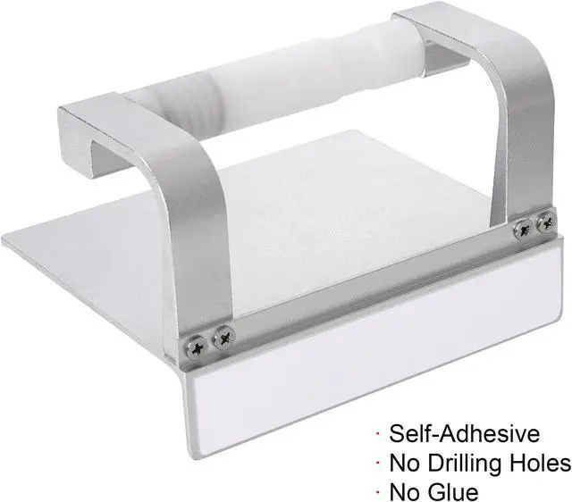 Alt view image 7 of 7 - Toilet Paper Holder with Phone Shelf No Drilling Tissue Towel Holder for Bathroom Adhesive Silver