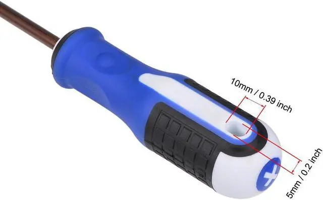 Alt view image 4 of 5 - 6mm Phillips PH2 Magnetic Screwdriver 11.8 Inch S2 Steel Round Shaft Non Slip Black+Blue+White Handle