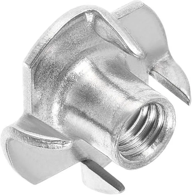 Alt view image 3 of 6 - M6 Tee Nut 4 Pronged T-Nut for Table Legs Woodwork Holds Wood Cabinetry 8pcs