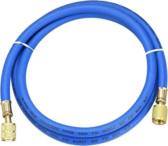 Main image of Refrigerant Charging Hose, 1/4inch to 5/16inch Thread 4.92Ft Length 800PSI Tube, for Home Air Conditioner Refrigeration Maintenance, Blue