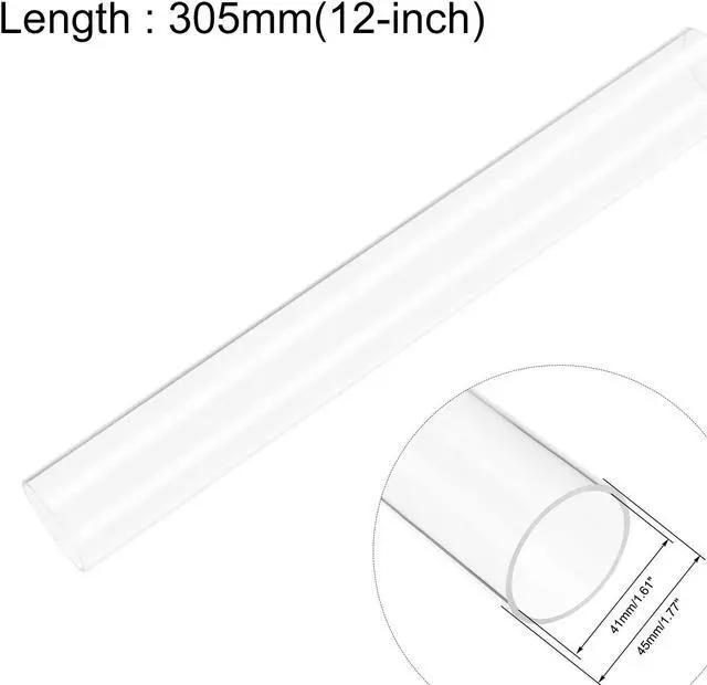 Alt view image 2 of 5 - Clear Rigid Acrylic Pipe 41mm(1 5/8") ID x 45mm OD x 305mm(12") Round Tube Tubing