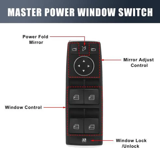 Alt view image 3 of 7 - 1669054400 Car Power Window Switch Black for Mercedes-Benz ML350 2012-2015