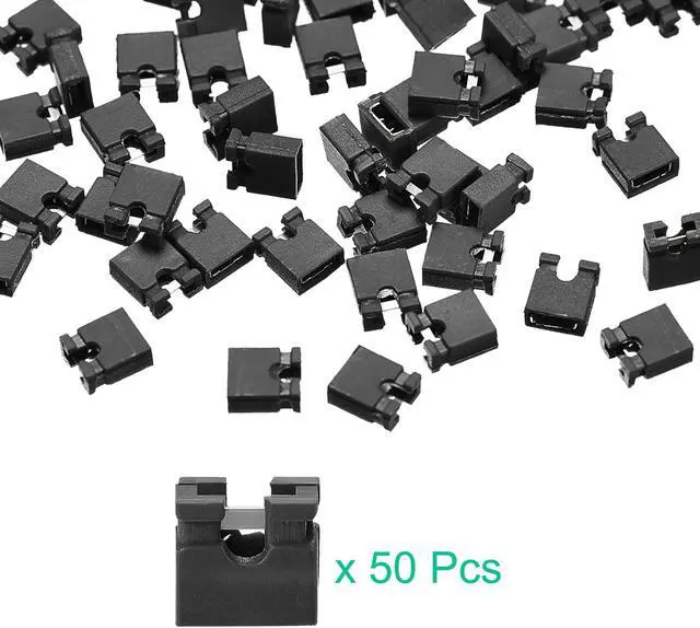 Alt view image 4 of 5 - 50pcs 2mm Standard Pin Header Jumper Cap Short Circuit Connection Cap Mini Micro Jumper Bridge Plug Black