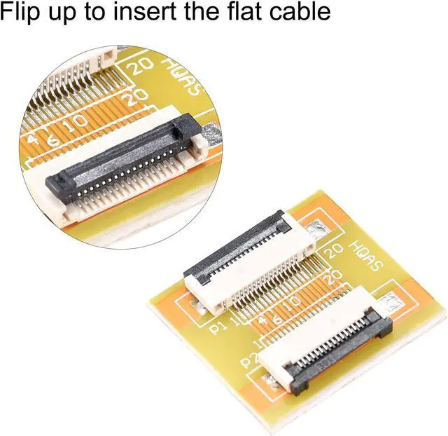 Alt view image 4 of 6 - Flexible Flat Cable (A Type) and Flip Up to Mount Extend Adapter Kit, 16 Pin 0.5mm Pitch 200mm FFC for LCD TV Car Audio DVD Player Laptop