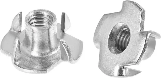 Main image of M6 Tee Nut 4 Pronged T-Nut for Table Legs Woodwork Holds Wood Cabinetry 8pcs