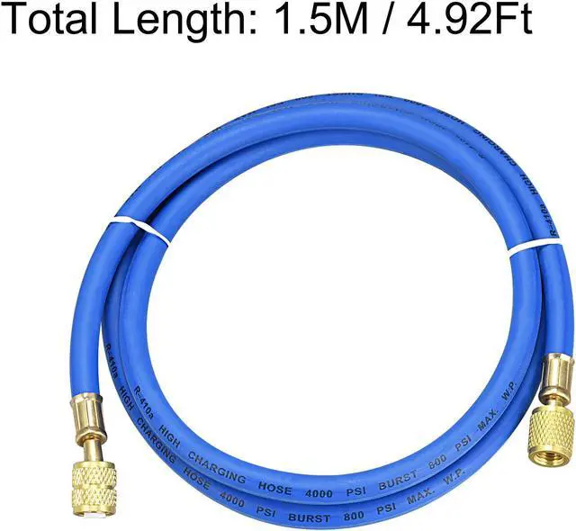 Alt view image 2 of 4 - Refrigerant Charging Hose, 1/4inch to 5/16inch Thread 4.92Ft Length 800PSI Tube, for Home Air Conditioner Refrigeration Maintenance, Blue