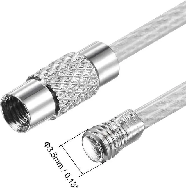 Alt view image 4 of 6 - Wire Keychain 300mm Length Key Ring Loop Cable for Handbag Lanyard Zipper, PVC Coated Stainless Steel, Silver, Pack of 8