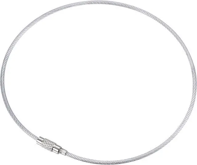 Alt view image 5 of 6 - Wire Keychain 300mm Length Key Ring Loop Cable for Handbag Lanyard Zipper, PVC Coated Stainless Steel, Silver, Pack of 8