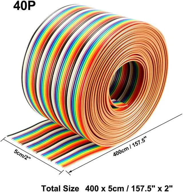 Alt view image 2 of 4 - Flat Ribbon Cable 40P Rainbow IDC Wire 1.27mm Pitch 4 Meters Long