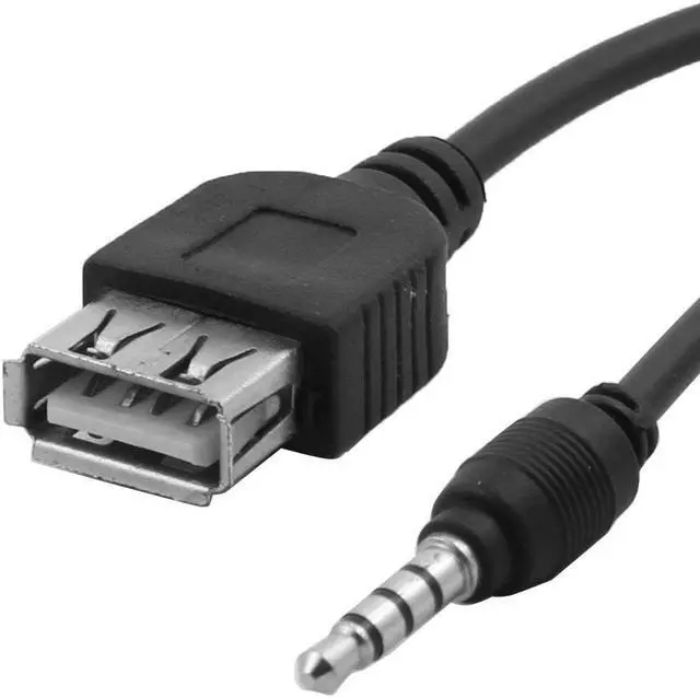 Alt view image 2 of 2 - Laptop Computer USB 2.0 Female to 3.5mm Male Plug Extension Cable Black 2pcs