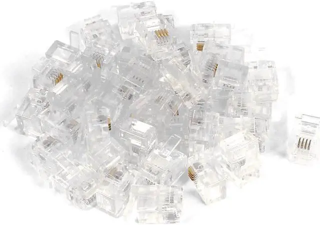 Main image of 40pcs Clear Shell RJ11 6P4C Modular Plug Telephone Cable Line Adapter Connector
